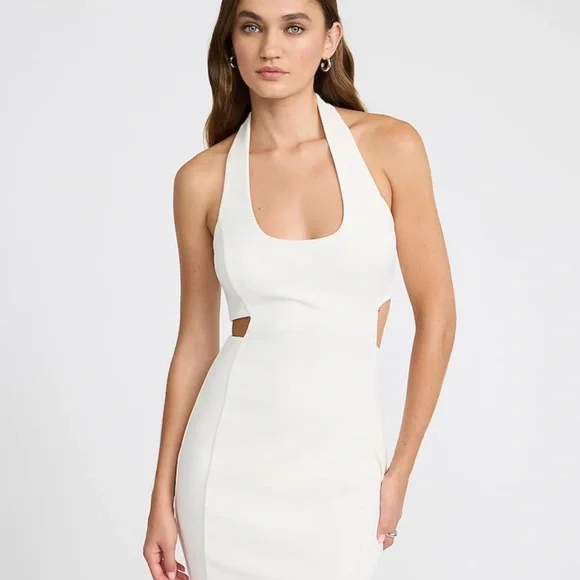 Scoop Halter Neck Sleeveless Cutout Mini Dress - Picture 2 of 4